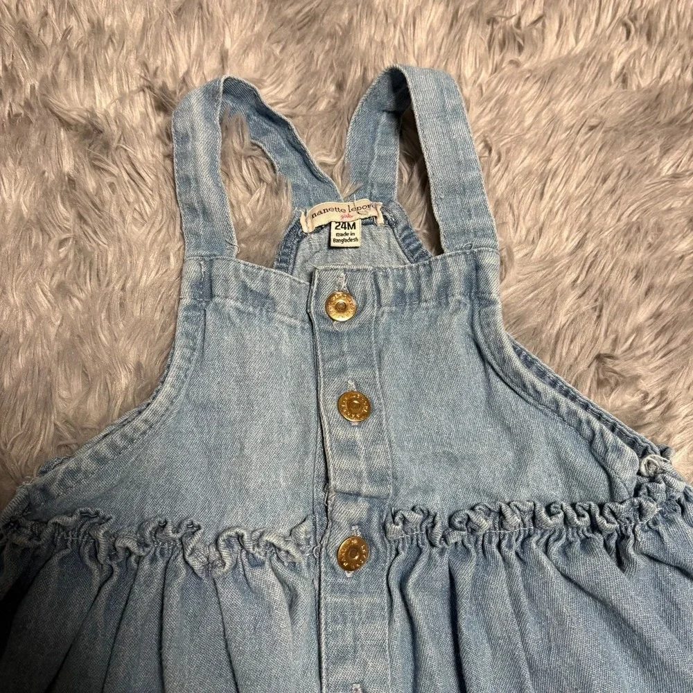 Nanette Lepore Vintage Denim‎ Dress Floral Embroidery Toddler Girls 24 Months